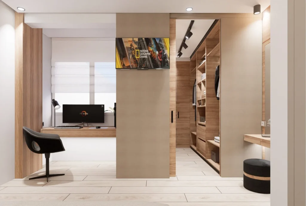 Bureau et dressing — Appartement K, Rabat — rendu 3D DECO3D.ma