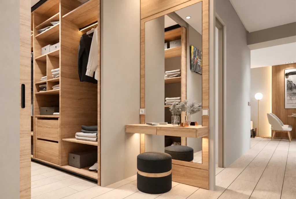 Dressing et coiffeuse — Appartement K, Rabat — rendu 3D DECO3D.ma